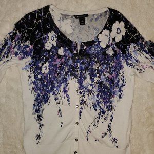 WHBM Blue Purple Ivory Black Pink Cardigan Medium